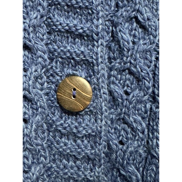 Kilronan Knitwear Sweater Cardigan Wool Ireland Cable Knit Royal Blue‎ Womens XS - Picture 4 of 5